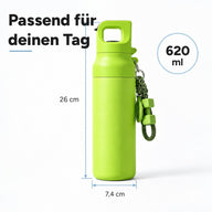 620-ml-Trinkflasche mit 26 cm Gesamthöhe und 7,4 cm Durchmesser