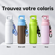 Coloris : blanc, brun café avec couvercle bleu, vert et rose