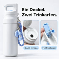 Deckel mit zwei Trinkarten: direkt trinken oder mit Strohhalm