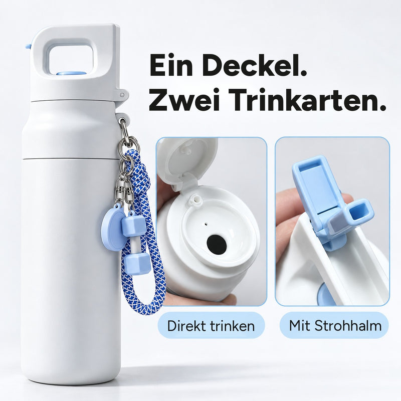Deckel mit zwei Trinkarten: direkt trinken oder mit Strohhalm