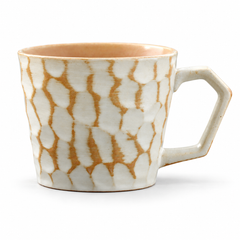 Mug in ceramica 350 ml – texture a taglio di coltello, manico angolare, 6 smalti