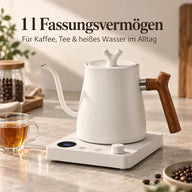 Weißer Schwanenhalskessel mit 1 l Fassungsvermögen
