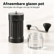 Afneembaar glazen bakje en demonteerbare slinger om op te bergen