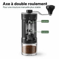 Axe à double roulement pour une mouture manuelle plus stable
