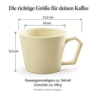Maße der Keramiktasse: 13,2 × 8,2 cm, ca. 360 ml