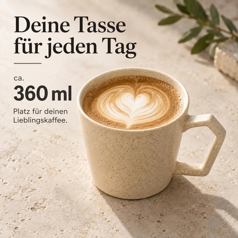 Keramiktasse in Sand mit ca. 360 ml Fassungsvermögen