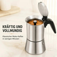 Kräftige Kaffeeextraktion aus dem Espressokocher aus Edelstahl