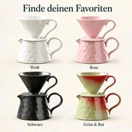 Pour-Over-Set in Weiß, Rosa, Schwarz sowie Grün & Rot