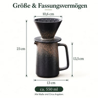 Maße des Pour-Over-Sets: 23 cm hoch, ca. 550 ml