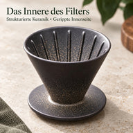 Gerippte Innenseite des dunklen Keramikfilters