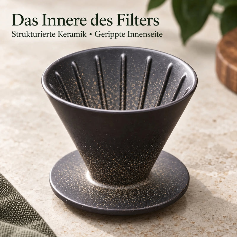 Gerippte Innenseite des dunklen Keramikfilters