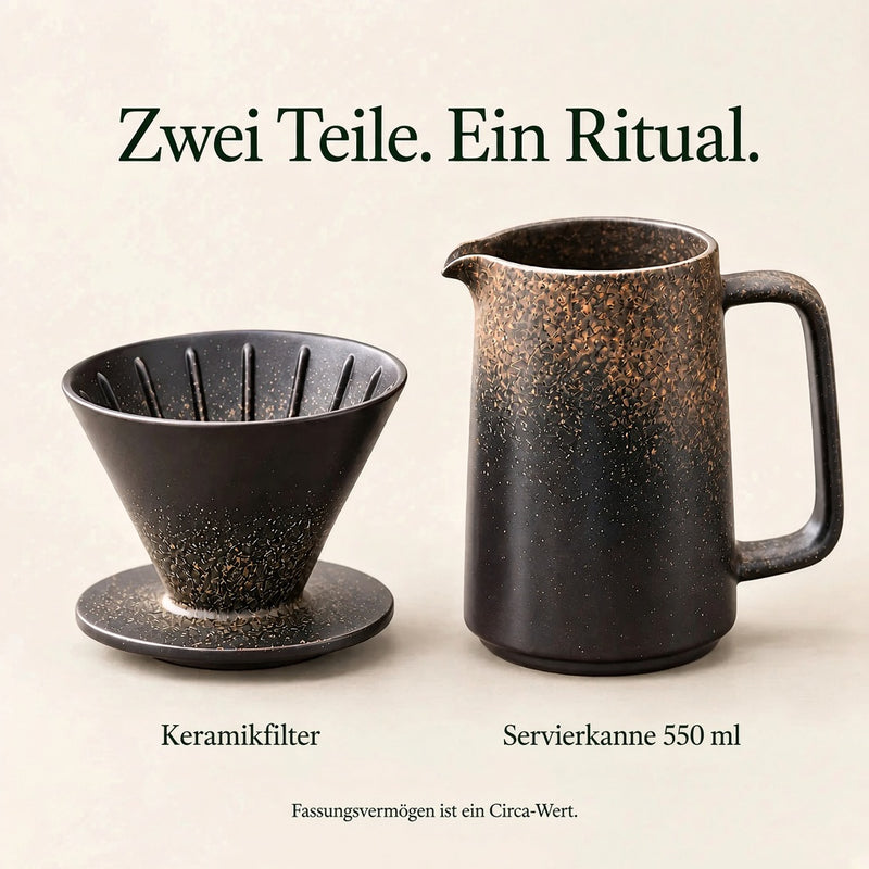Keramikfilter und Servierkanne 550 ml nebeneinander