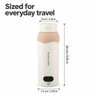 Portable kettle dimensions: 24cm height, 7.5cm body diameter and 6cm cap diameter