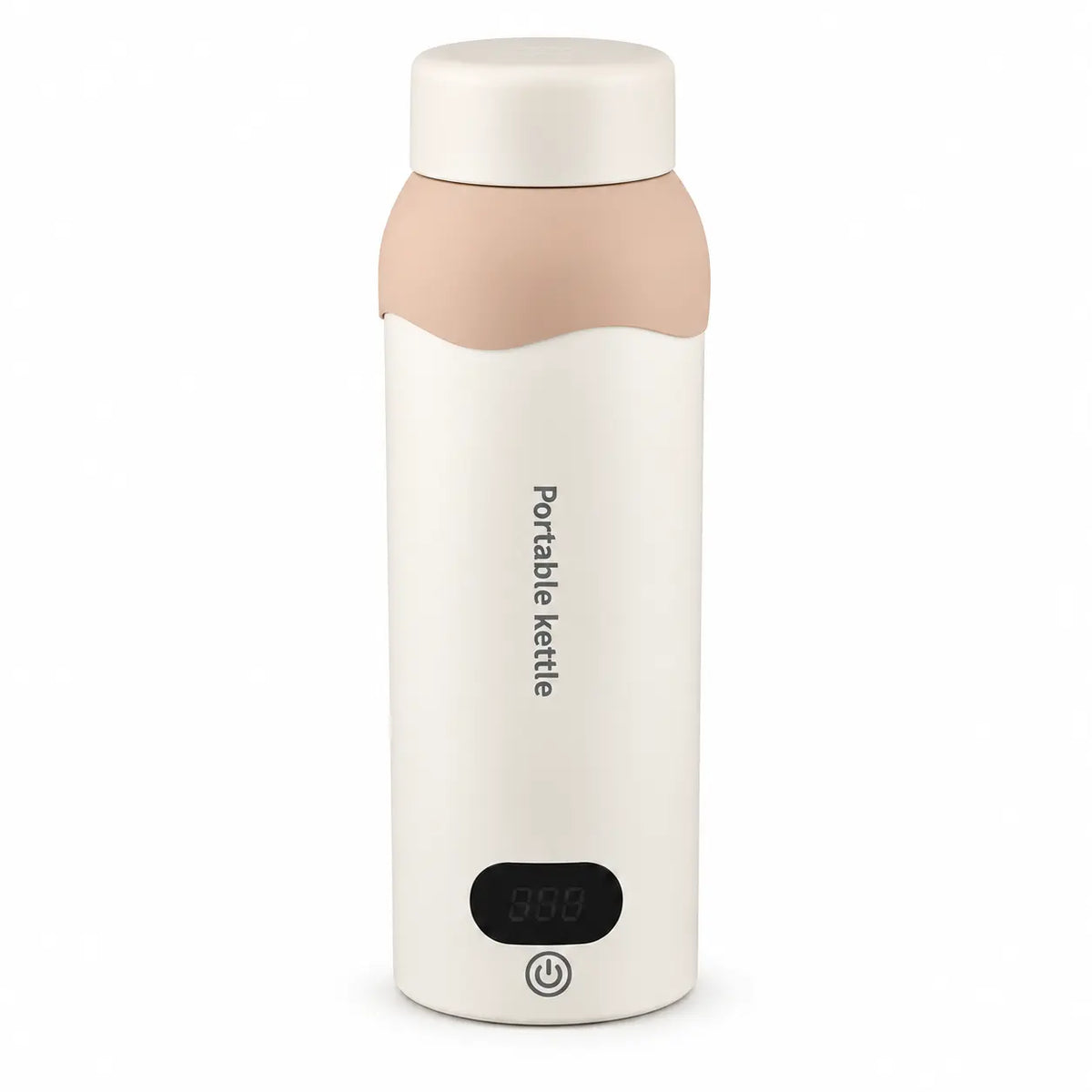 500ml portable electric travel kettle in ivory and apricot on a white background
