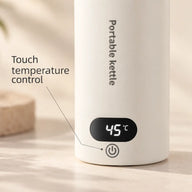Close-up of the digital temperature display and touch control showing 45 degrees Celsius