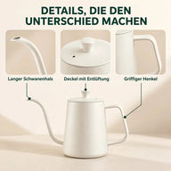 Ausstattungsdetails des matt-weißen Schwanenhalskessels