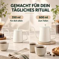 Kapazitätsvergleich der Schwanenhalskessel mit 350 ml und 600 ml