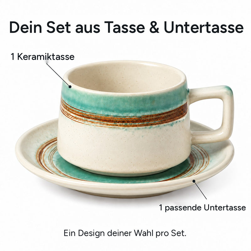 Lieferumfang: 1 Keramiktasse und 1 passende Untertasse
