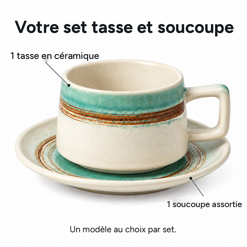 Contenu : 1 tasse en céramique et 1 soucoupe assortie