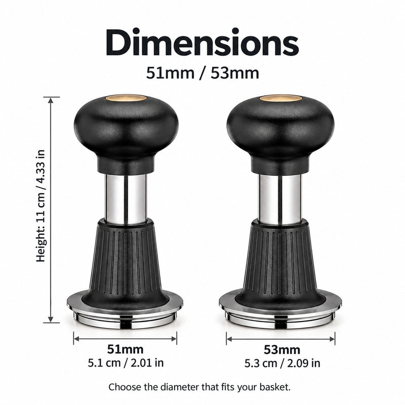 全高11cmのエスプレッソタンパーの51mmと53mmの径