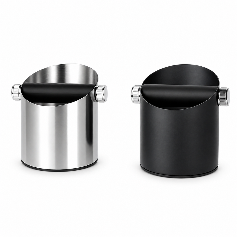 Stainless Steel Coffee Knock Box with Silicone Knock Bar | 135 × 150 mm | Yozcoffee
