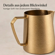 Griff des goldenen Milchkännchens aus Titan im Detail