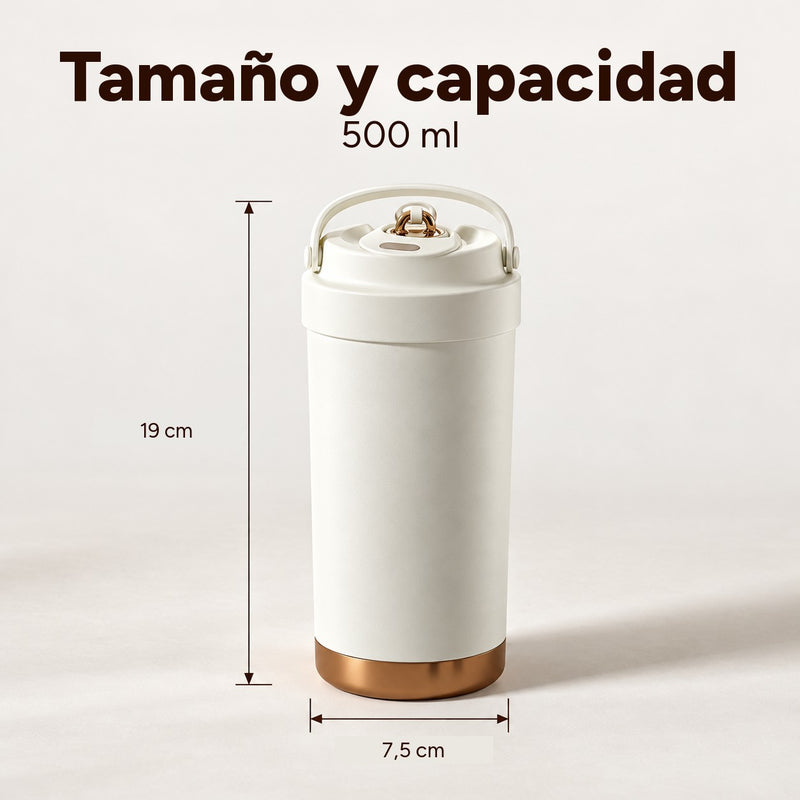 Medidas de la taza de 500 ml: 19 cm de alto y 7,5 cm de ancho