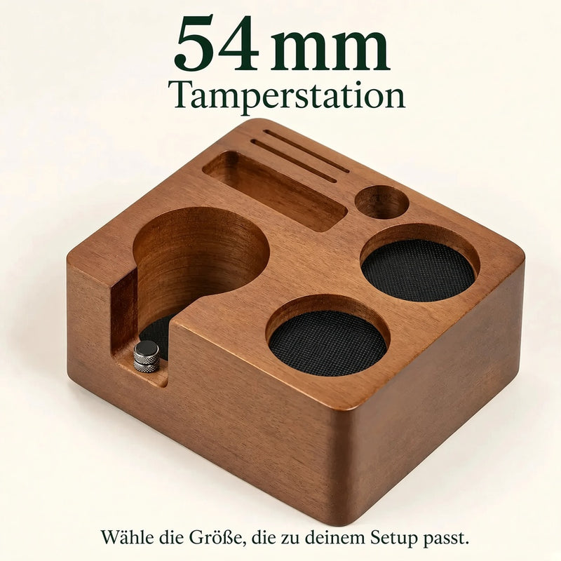 Tamperstation aus Holz für 54-mm-Siebträger