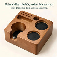 Aufbewahrungsplätze der Tamperstation für Espresso-Zubehör