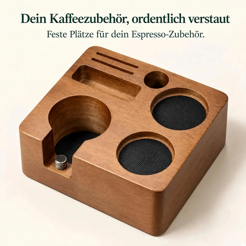 Aufbewahrungsplätze der Tamperstation für Espresso-Zubehör