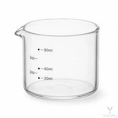 Vaso medidor para shots de espresso – 80ml (2.7oz), vidrio de borosilicato, marcas en ml/oz, pico vertedor