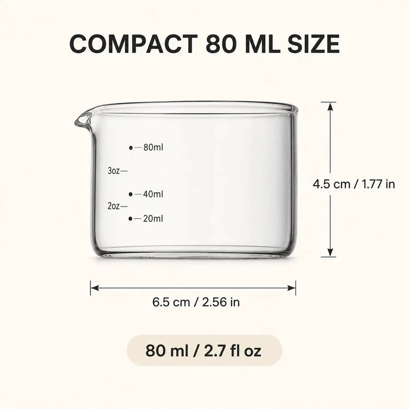 80ml glass espresso measuring cup dimensions
