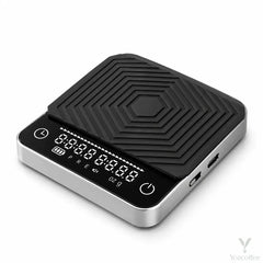 Espressowaage mit Timer – 0,1 g/2 kg, Aluminiumgehäuse, Glasoberfläche, per USB-C aufladbar, für Pour-over