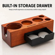 Integrierte Aufbewahrungsschublade des Espresso-Organizers aus Holz