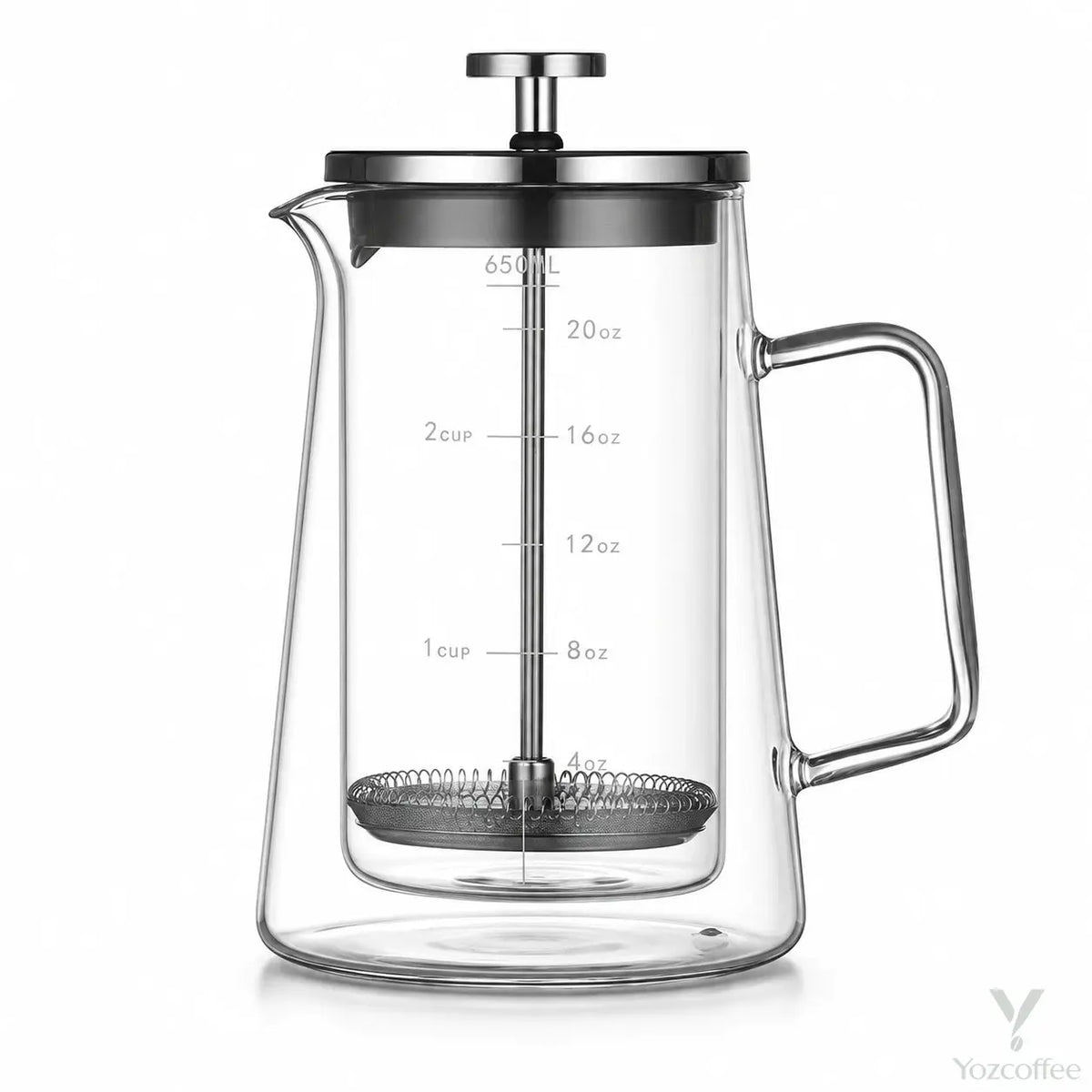 650ml 이중벽 유리 프렌치프레스