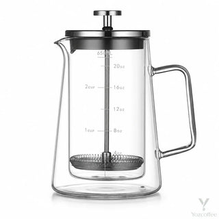 Doppelwandige 650-ml-French-Press aus Glas