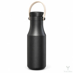 Bouteille isotherme avec poignée de transport - intérieur en acier inoxydable 304, finition mate, boissons chaudes et froides
