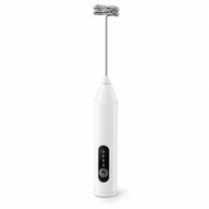 二重コイルの泡立てヘッド付き白いハンディ電動ミルクフォーマー