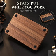 Non-slip feet on the walnut tamping station base