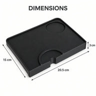 Black silicone tamping mat dimensions: 20.5 x 15 x 3cm