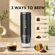 Cafetière 3-en-1 noire, pour capsules de type NS ou DG, ou café moulu