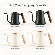細口ケトルの4種類：360ml・600mlのブラックとアイボリー