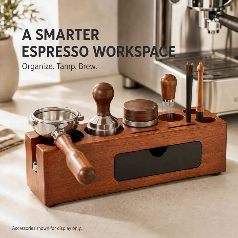 Espresso-Organizer am Barista-Arbeitsplatz zu Hause