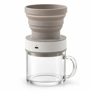 Portable 350ml vacuum coffee brewer with glass cup