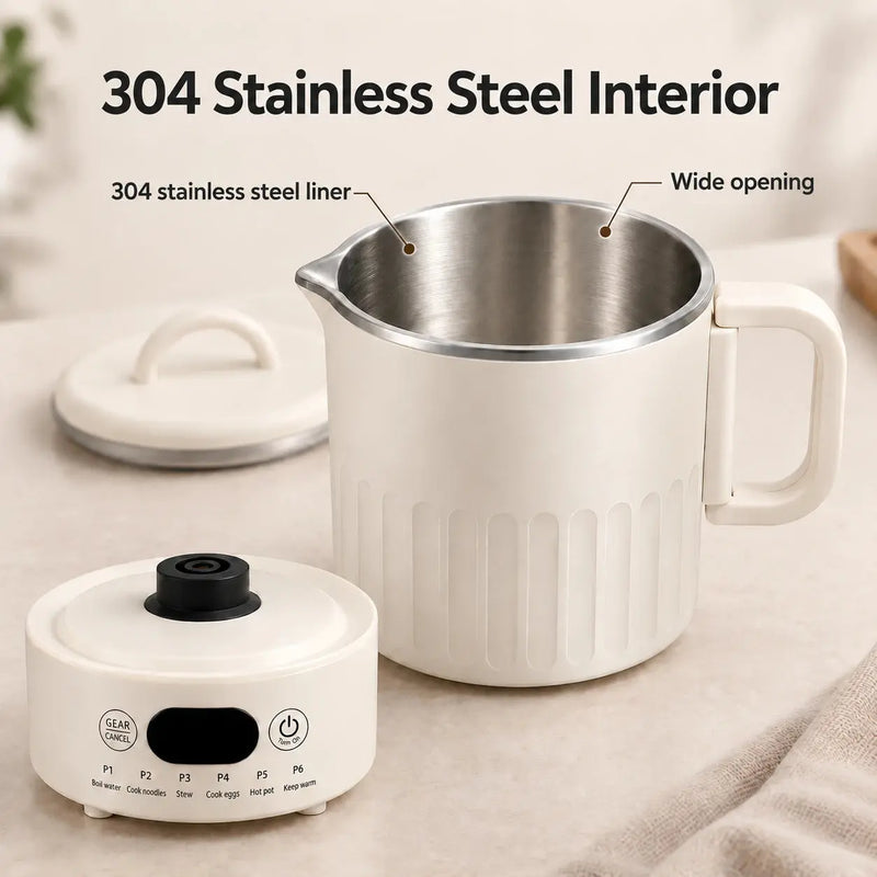 Interior de acero inoxidable 304 y amplia abertura de la taza eléctrica para cocinar de Yozcoffee
