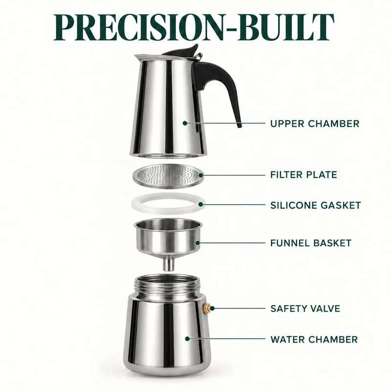 Pièces amovibles de la cafetière moka en acier inoxydable