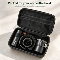 Travel pour-over set packed into its carry case