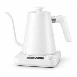 温度調整ダイヤル付きの白い1L電気細口ケトル