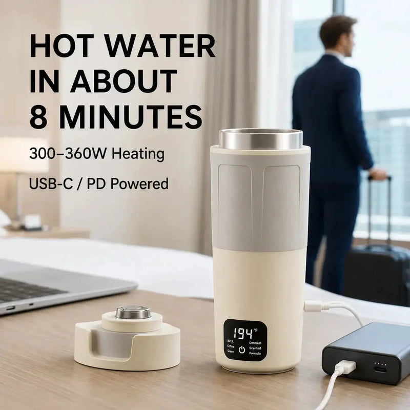 USB-C PD給電で素早く加熱するトラベルケトル