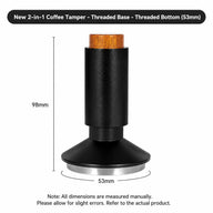 Yozcoffeeタンパーのねじ込み式53mmベースと寸法